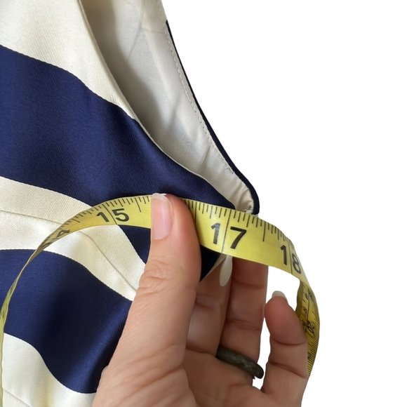 Eliza J Blue White Yellow Stripe Sleeveless Fit Flare Knee Length Dress 6 - Picture 9 of 12